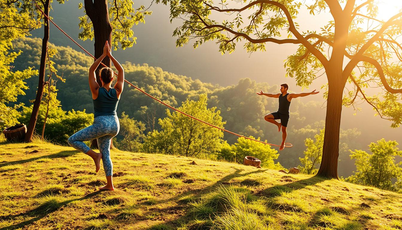 Yoga y slackline: Pasatiempos deportivos